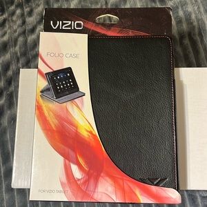 VIZIO 8” Folio Case Vizio Tablet Only Black Leather w Red Stitching never used